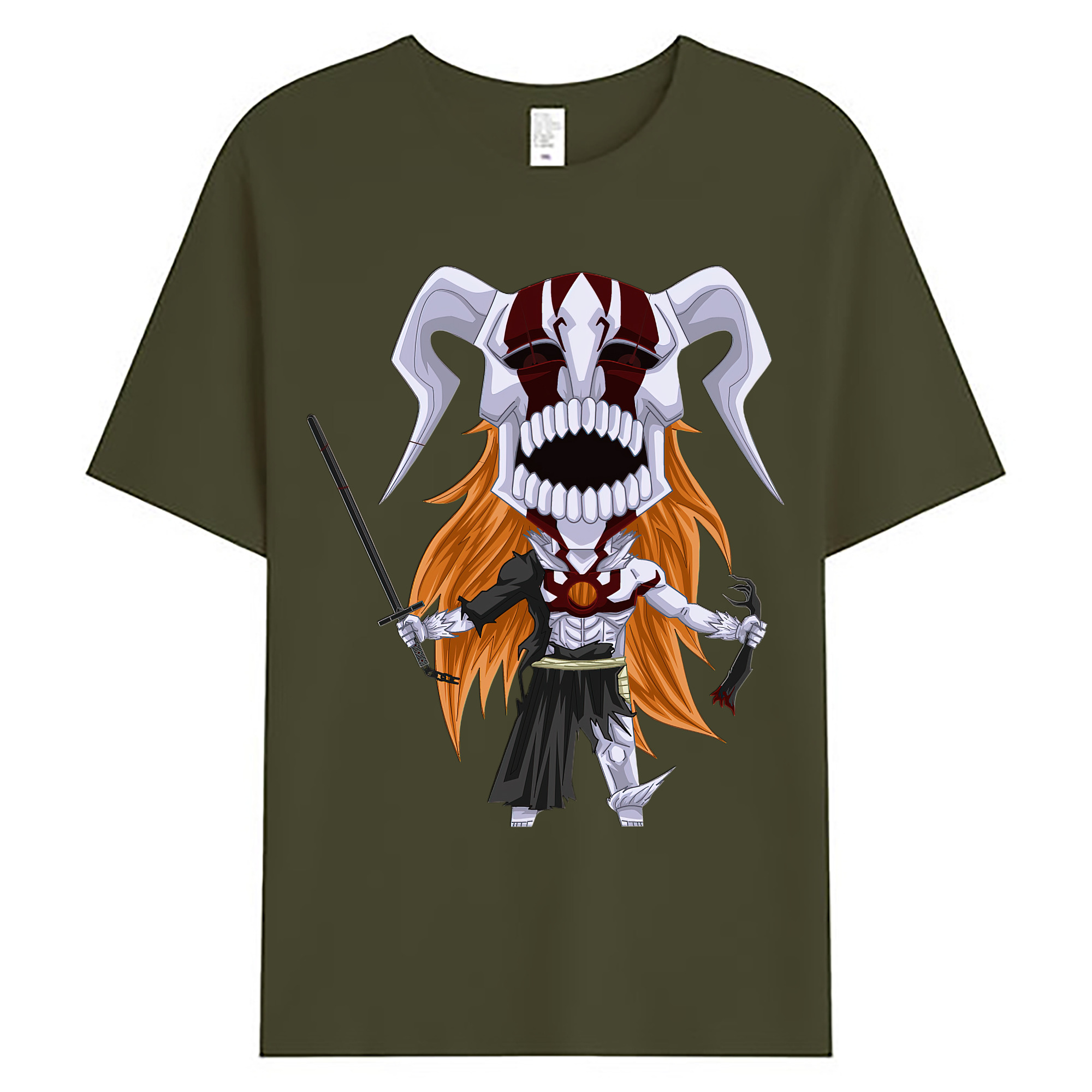 （画像用） ブリーチ 黒崎一護（くろさき いちご）BLEACH Kurosaki Ichigo 綿100％ メンズ半袖Tシャツ｜肌触りやわらか＆通気性